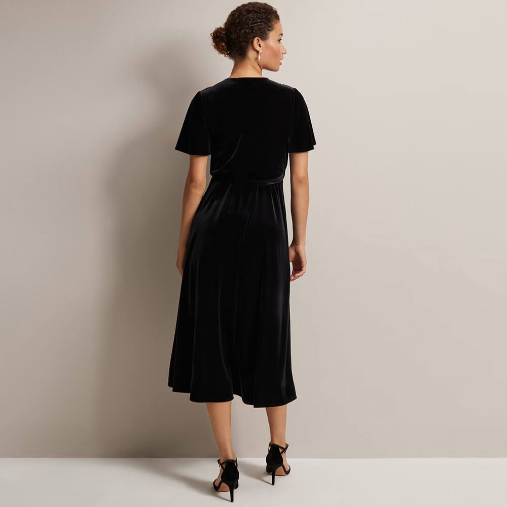 Phase Eight Julissa Velvet Ruffle Wrap Midi Dress | Jarrolds, Norwich